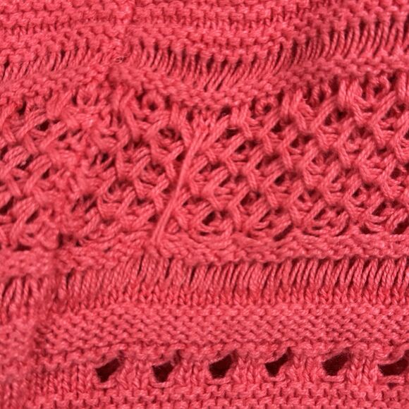 CJ Banks Sweater Womens 2X Pink Cardigan Open Front Crochet Preppy Boho Bohemian - Picture 5 of 9